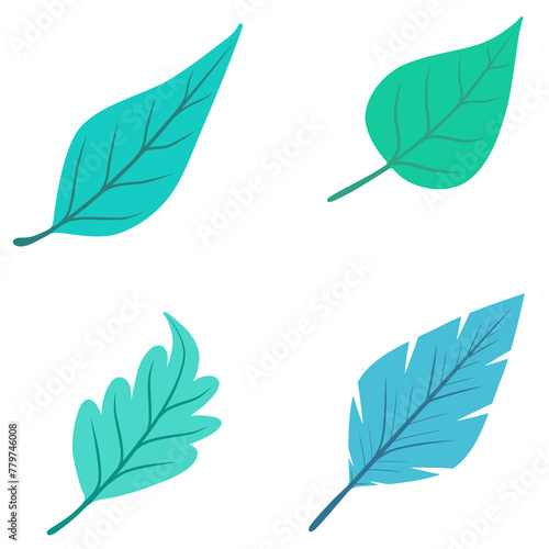 Doodle leaves set illustration watercolor botanical drawing that can be used for sticker  icon  decorative  etc. with green color