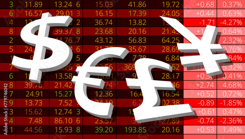 Devises Marché des Changes avec Tableau - Rouge