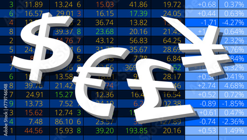 Devises Marché des Changes avec Tableau - Bleu