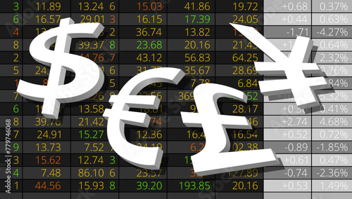 Devises Marché des Changes avec Tableau - Gris Noir