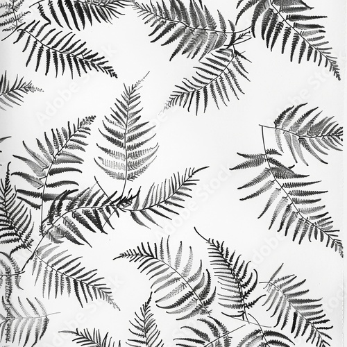 Repeating pattern of overlapping ferns, fronds or other foliage tattoo design