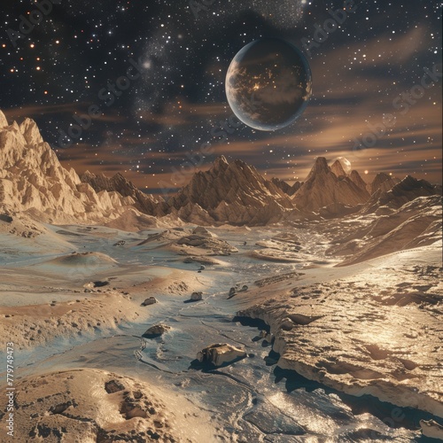 Explore Ganymedes icy plains and craters