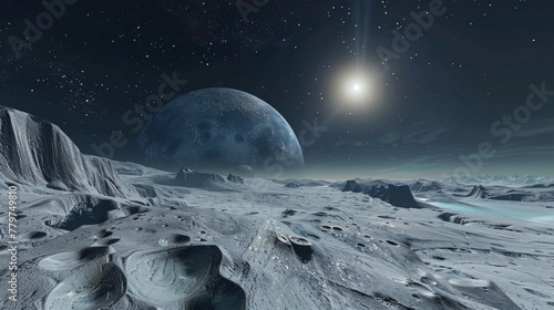 Explore the icy terrain of Ganymede against a backdrop of the starlit cosmos in stunning VR © WARIT_S