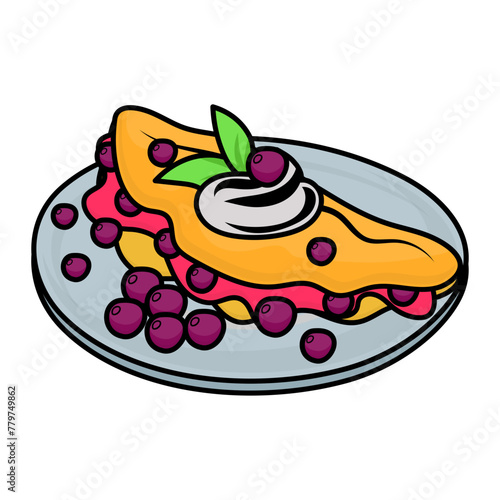 Lemon Blueberry Cream Cheese sandwich meal Concept, Vegetarian Wrap with Beans and paneer vector icon design, European breakfast symbol, Americans Morning Meal Sign, Restaurant cafe menu st