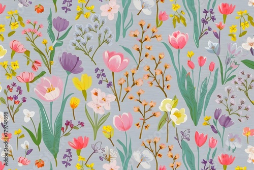 Beautiful spring flowers pattern, flowers pattern 
