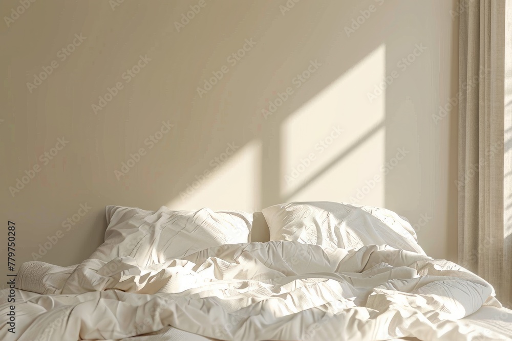 Neutral Bedroom Mockup, Sunlit Interior, Minimalist Style