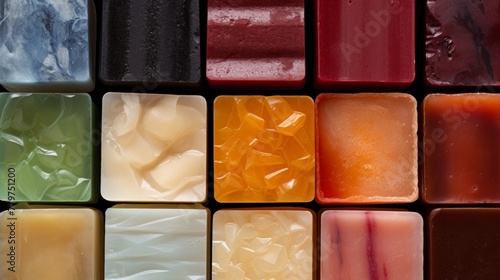 An artisanal soap bar with natural ingredients and texture in a macro image