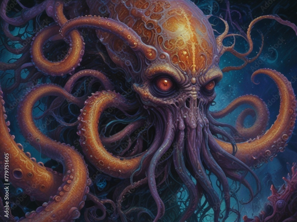 A sinister creature with tentacles and a crazy look A sinister creature with tentacles and a crazy look