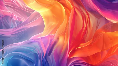 Abstract Colorful Background with Lines and Waves in Pink, Orange, Blue, and Purple, Evoking Smoke, Fire, and Motion
