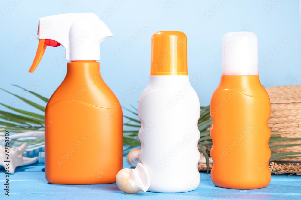 Summer background with sunscreen mockup