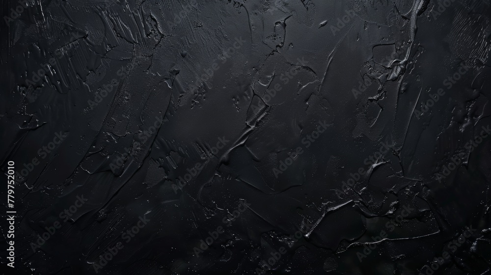 Smooth black surface with textures that mimic cracking or peeling, adding depth to the composition Smooth black surface with textures that mimic cracking or peeling, adding depth to the composition