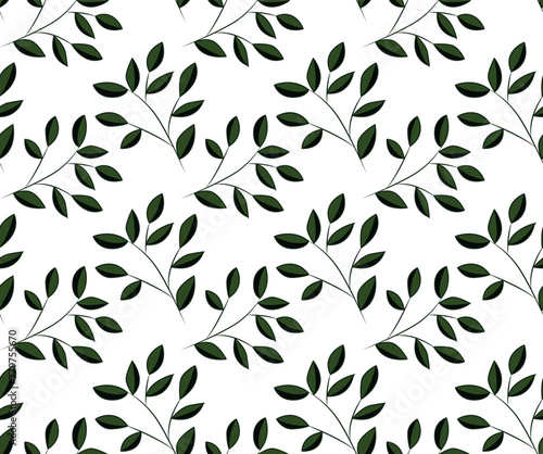Thin and stylish branches with leaves. Natural seamless pattern in vector. Suitable for backgrounds and fabric prints
