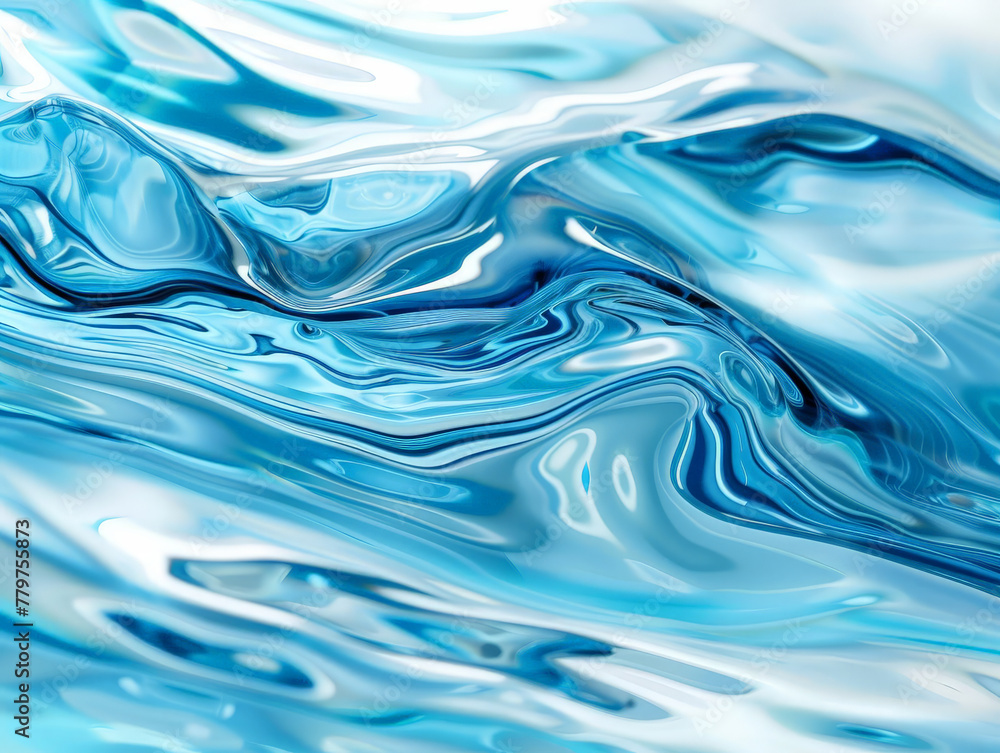 The image is a blue and white water wave with a blue and white background