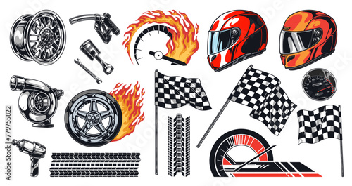 Car competition set stickers colorful