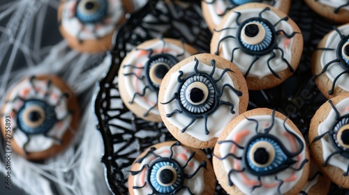 Laugh-out-loud scary eye cookies, with detailed icing and almond stares, ready to spook your Halloween photo