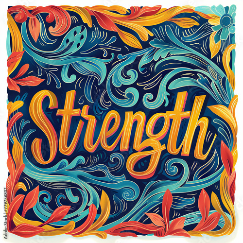A single colored background displays the word "Strength".