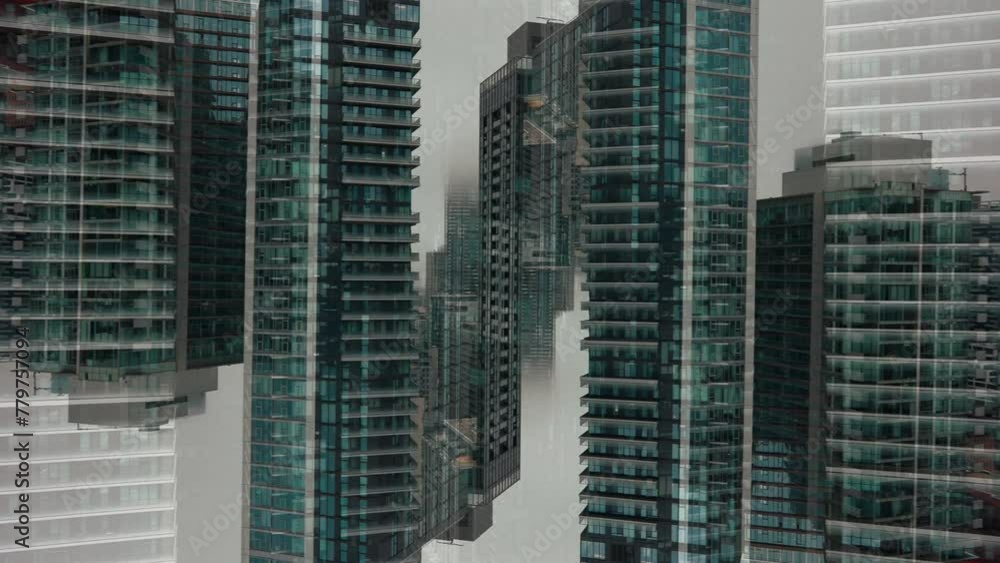 double exposure and mirror effect of modern tall skyscraper building, symmetry glass and metal exterior, creative tech abstract background 4k double exposure and mirror effect of modern tall skyscraper building, symmetry glass and metal exterior, creative tech abstract background 4k
