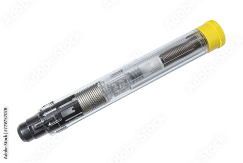 Auto injector syringe with adrenaline isolated on white background