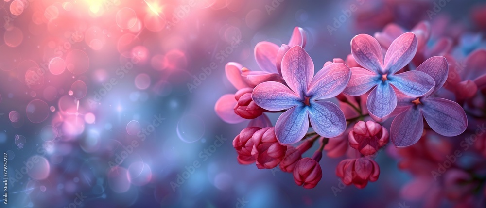 Close-up of fantasy lilacs flowers on blurred background. This photo was blurred for added effect. Close-up of fantasy lilacs flowers on blurred background. This photo was blurred for added effect.
