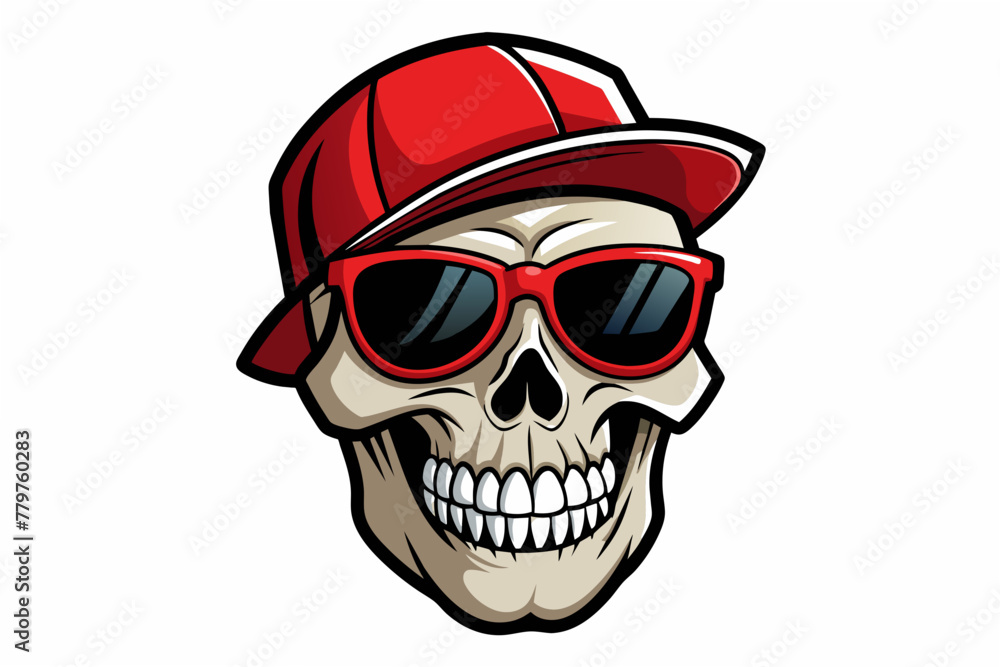 skull-that-smiles--has-sunglasses vector illustration 
