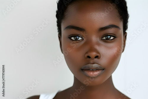  Imagine 4dPhoto portrait of a beautiful African woman with short hair, isolated on white background