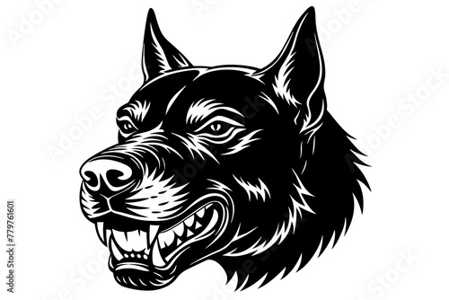 violent-dog-head--silhouette vector illustration 