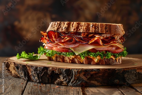 Delicious Deli Ham Sandwich with Fresh Greens and Tomatoes