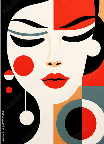 Abstract painting of a woman's face. Creative Art design poster