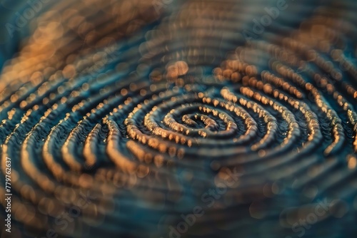 Closeup of Spiral Fingerprint Patterns Illuminated by Warm Light