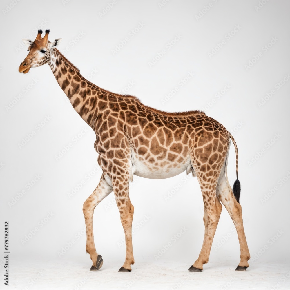 Naklejka premium Giraffe isolated on a white background