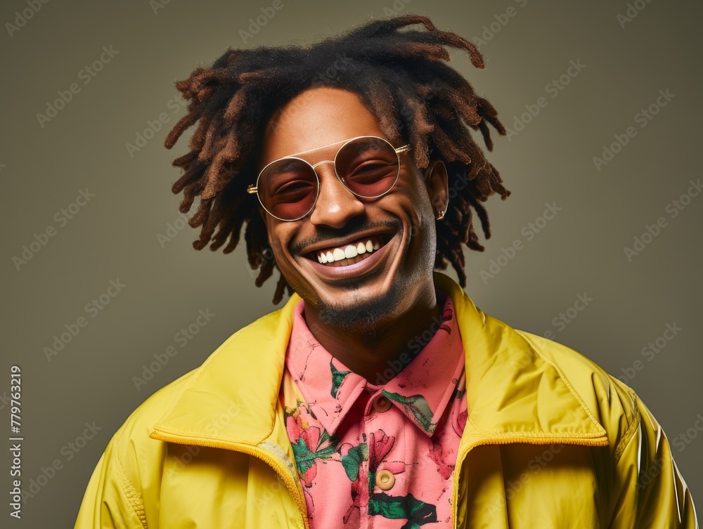 Obraz premium Man With Dreadlocks Wearing Yellow Jacket