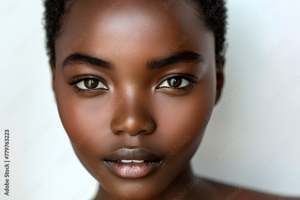 Photo portrait of a beautiful African woman with short hair, isolated on white background Photo portrait of a beautiful African woman with short hair, isolated on white background