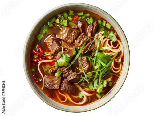 HD Chinese Beef Noodle Soup with Herbs
