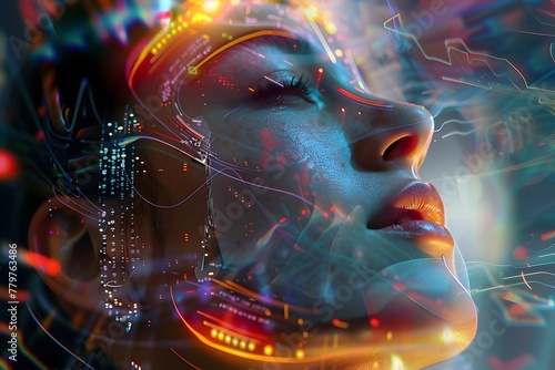 Synergistic Human Mind in Space: A vivid, fractal-filled illustration symbolizing the boundless creativity and consciousness of the human mind, blending science, design, and imagination with elements 