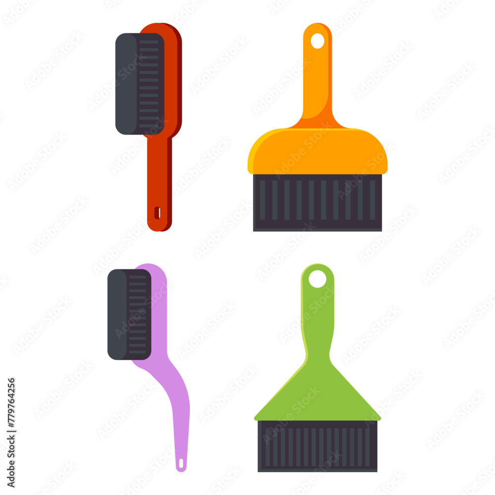 Cleaning brushes vector cartoon set isolated on a white background. Cleaning brushes vector cartoon set isolated on a white background.