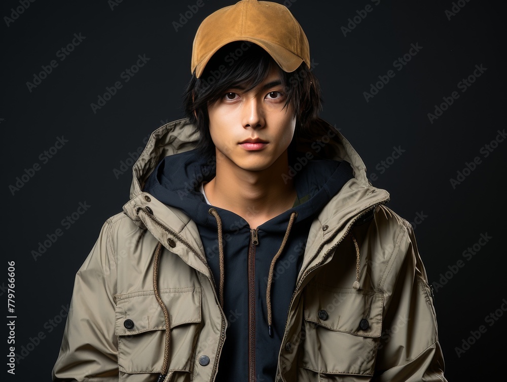 Young Man Wearing color Jacket, streetwear style Young Man Wearing color Jacket, streetwear style