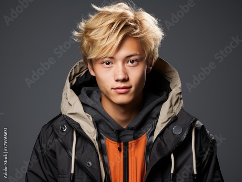 Young Man Wearing color Jacket, streetwear style