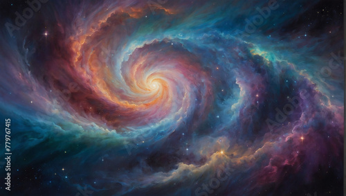 In a swirling cosmic dance, a whimsically majestic nebula drifter floats through a canvas of watercolors.