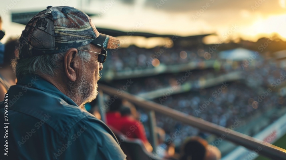 A fan enjoying a sports event at a stadium A fan enjoying a sports event at a stadium
