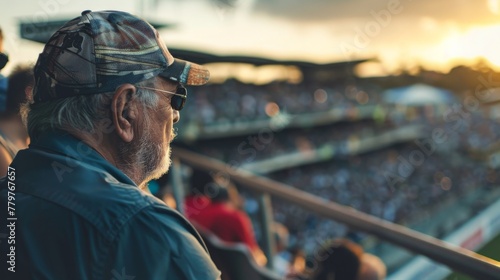 A fan enjoying a sports event at a stadium