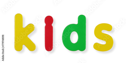 kids word in coloured magnetic letters