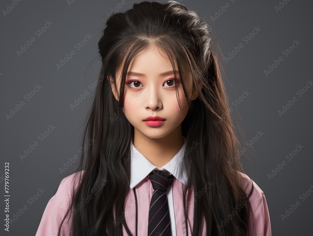 Woman With Long Hair Wearing Tie Woman With Long Hair Wearing Tie
