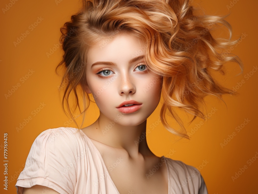 Fototapeta premium Woman With Blonde Hair Posing for Picture