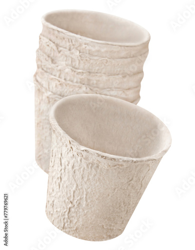 Cellulose Flower Pots biodegradable isolated on white background