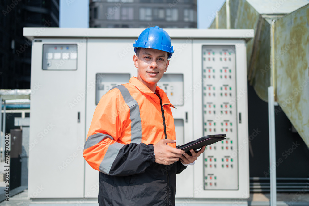 Engineer Using Tablet for Operational Management Engineer Using Tablet for Operational Management