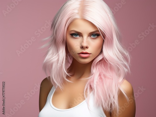 Woman With Pink Hair and Blue Eyes