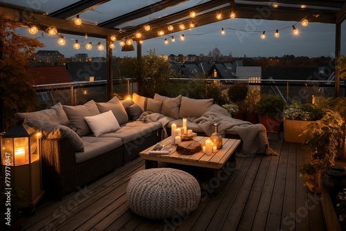 roof terrace decorate with lamps