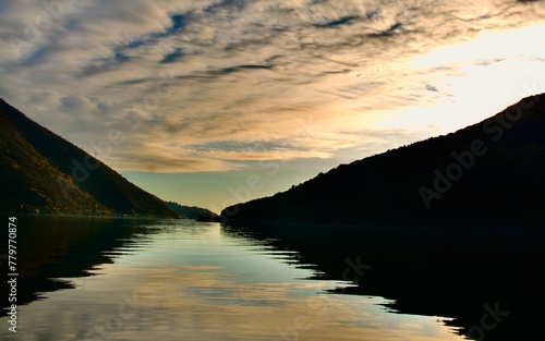 sunset over the sea in the Kotor