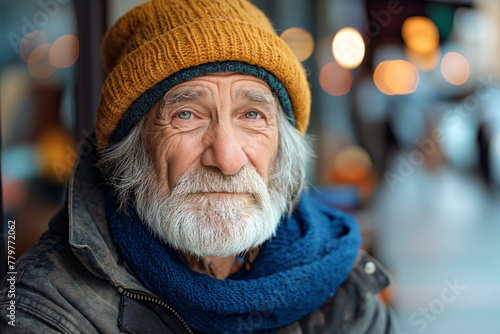 Senior man on city street