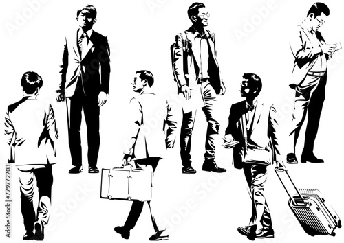 スーツ姿のビジネスマンのシルエットセット